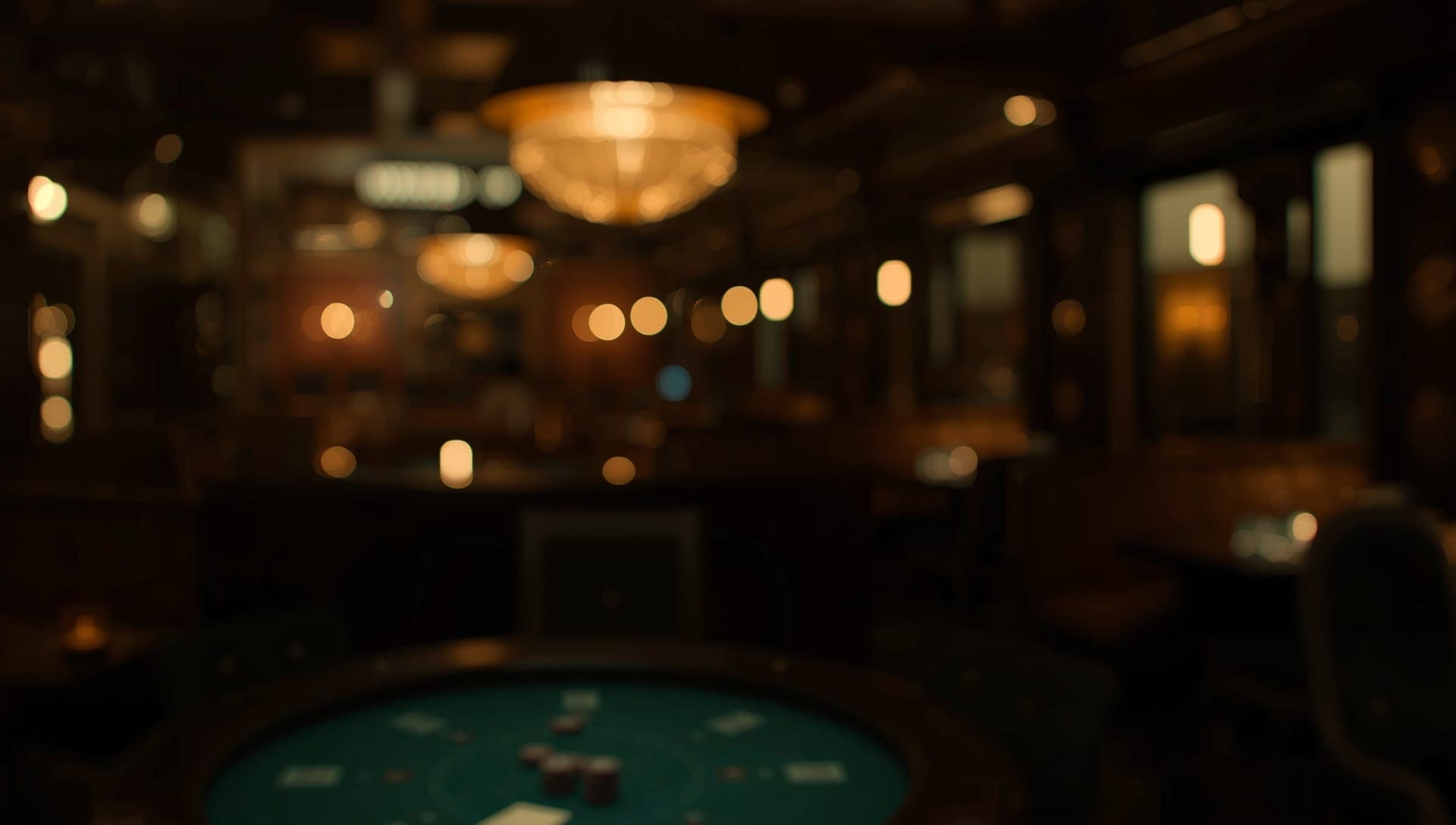 Ciemne wnętrze lounge klubu pokerowego ze stołem do kart